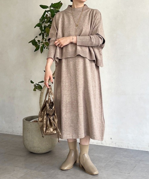 un dix cors(アンディコール)の「重ね着ワンピース(ワンピース・レディース・グレー/ベージュ/ブラック・FREE)」の3枚目の写真