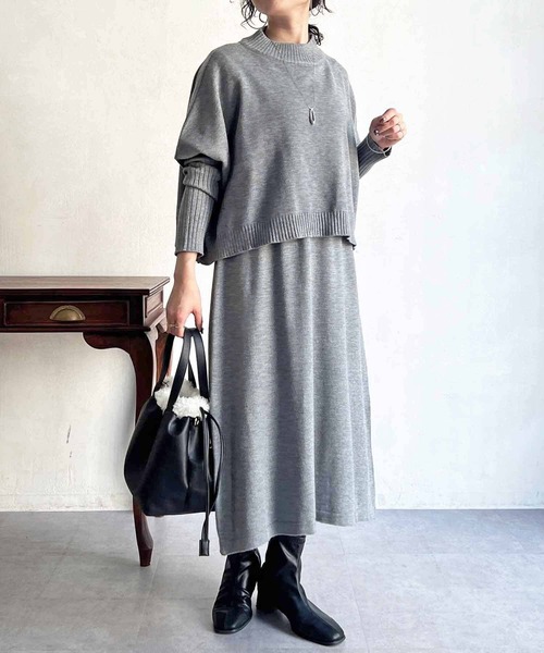 un dix cors(アンディコール)の「重ね着ワンピース(ワンピース・レディース・グレー/ベージュ/ブラック・FREE)」の1枚目の写真