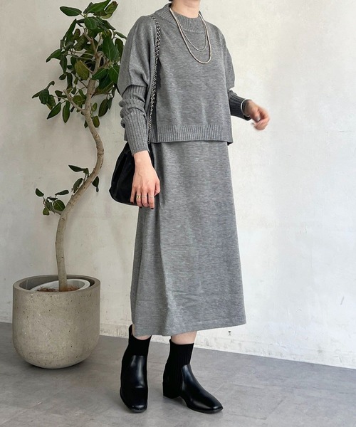 un dix cors(アンディコール)の「重ね着ワンピース(ワンピース・レディース・グレー/ベージュ/ブラック・FREE)」の5枚目の写真