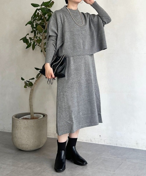 un dix cors(アンディコール)の「重ね着ワンピース(ワンピース・レディース・グレー/ベージュ/ブラック・FREE)」の4枚目の写真