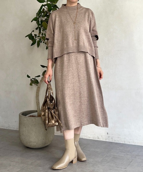 un dix cors(アンディコール)の「重ね着ワンピース(ワンピース・レディース・グレー/ベージュ/ブラック・FREE)」の8枚目の写真