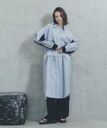 Editt by YECCA VECCA（エディットバイイェッカヴェッカ）の「シアーMIXドロストデザインシャツワンピース（シャツワンピース）」