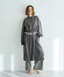 Editt by YECCA VECCA（エディットバイイェッカヴェッカ）の「シアーMIXドロストデザインシャツワンピース（シャツワンピース）」