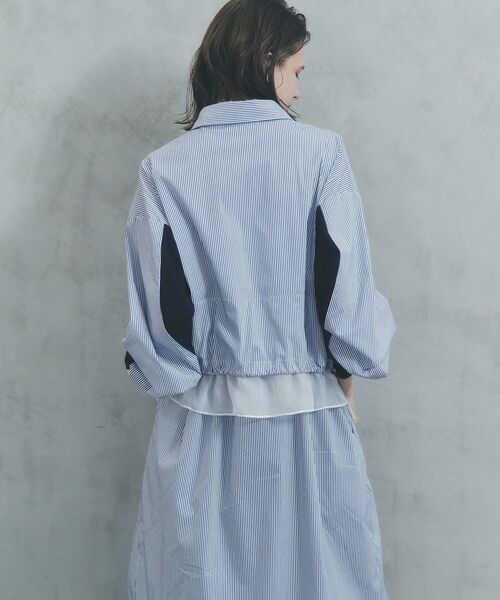 Editt by YECCA VECCA（エディットバイイェッカヴェッカ）の「シアーMIXドロストデザインシャツワンピース（シャツワンピース・レディース・ベージュ/ストライプ/カーキ・FREE）」の17枚目の写真