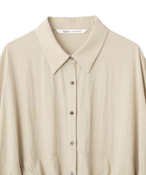 Editt by YECCA VECCA（エディットバイイェッカヴェッカ）の「シアーMIXドロストデザインシャツワンピース（シャツワンピース・レディース・ベージュ/ストライプ/カーキ・FREE）」の14枚目の写真