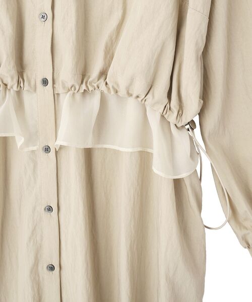 Editt by YECCA VECCA（エディットバイイェッカヴェッカ）の「シアーMIXドロストデザインシャツワンピース（シャツワンピース・レディース・ベージュ/ストライプ/カーキ・FREE）」の12枚目の写真