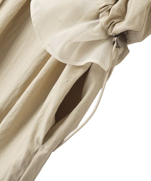 Editt by YECCA VECCA（エディットバイイェッカヴェッカ）の「シアーMIXドロストデザインシャツワンピース（シャツワンピース・レディース・ベージュ/ストライプ/カーキ・FREE）」の6枚目の写真