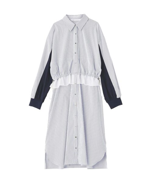 Editt by YECCA VECCA（エディットバイイェッカヴェッカ）の「シアーMIXドロストデザインシャツワンピース（シャツワンピース・レディース・ベージュ/ストライプ/カーキ・FREE）」の11枚目の写真