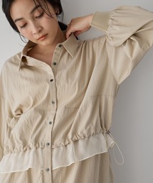 Editt by YECCA VECCA（エディットバイイェッカヴェッカ）の「シアーMIXドロストデザインシャツワンピース（シャツワンピース）」