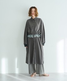 Editt by YECCA VECCA（エディットバイイェッカヴェッカ）の「シアーMIXドロストデザインシャツワンピース（シャツワンピース）」