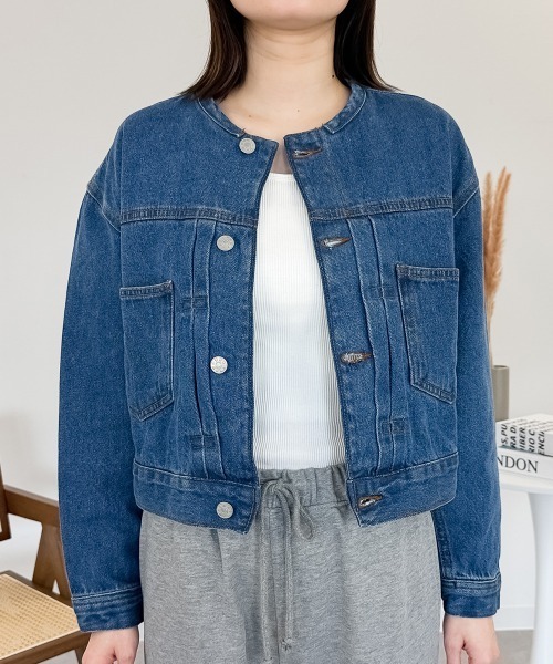 RCD（アールシーディー）の「ショート丈デニムジャケット（デニムジャケット・レディース・ブルー/グレー系その他7/ダークネイビー・LL/M/L）」の10枚目の写真