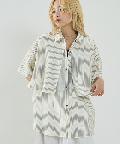 NOMINE(ノミネ)の「ロングヨーク ハーフスリーブ/半袖 シャツ(シャツ/ブラウス・レディース・ピンク/ホワイト/サックスブルー/ブラック/ホワイト系その他・フリー)」の2枚目の写真