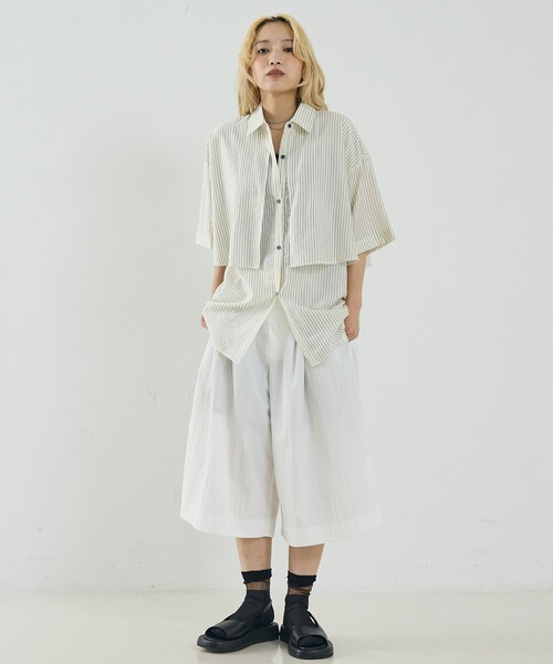 NOMINE(ノミネ)の「ロングヨーク ハーフスリーブ/半袖 シャツ(シャツ/ブラウス・レディース・ピンク/ホワイト/サックスブルー/ブラック/ホワイト系その他・フリー)」の7枚目の写真