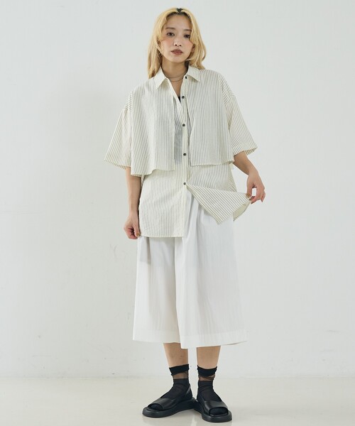 NOMINE(ノミネ)の「ロングヨーク ハーフスリーブ/半袖 シャツ(シャツ/ブラウス・レディース・ピンク/ホワイト/サックスブルー/ブラック/ホワイト系その他・フリー)」の8枚目の写真