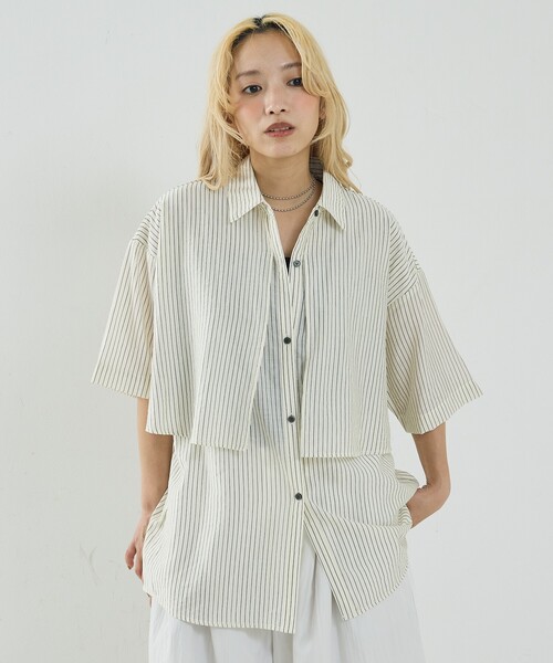 NOMINE(ノミネ)の「ロングヨーク ハーフスリーブ/半袖 シャツ(シャツ/ブラウス・レディース・ピンク/ホワイト/サックスブルー/ブラック/ホワイト系その他・フリー)」の9枚目の写真