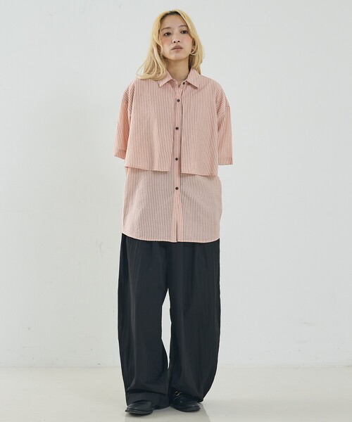 NOMINE(ノミネ)の「ロングヨーク ハーフスリーブ/半袖 シャツ(シャツ/ブラウス・レディース・ピンク/ホワイト/サックスブルー/ブラック/ホワイト系その他・フリー)」の11枚目の写真