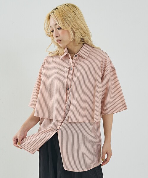 NOMINE(ノミネ)の「ロングヨーク ハーフスリーブ/半袖 シャツ(シャツ/ブラウス・レディース・ピンク/ホワイト/サックスブルー/ブラック/ホワイト系その他・フリー)」の13枚目の写真