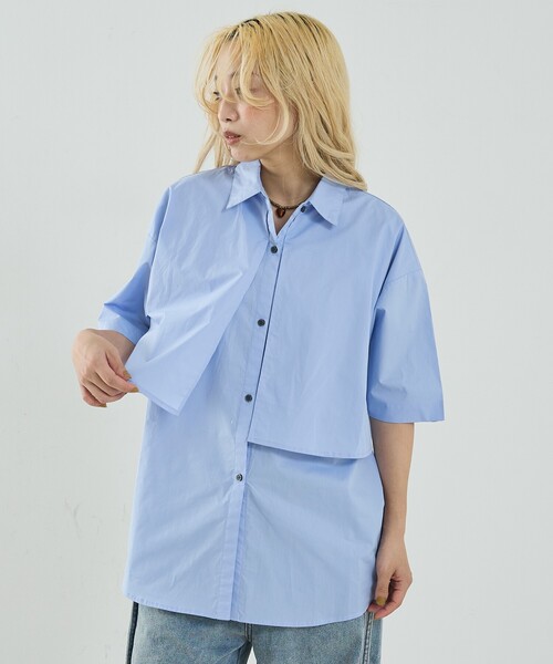 NOMINE(ノミネ)の「ロングヨーク ハーフスリーブ/半袖 シャツ(シャツ/ブラウス・レディース・ピンク/ホワイト/サックスブルー/ブラック/ホワイト系その他・フリー)」の21枚目の写真