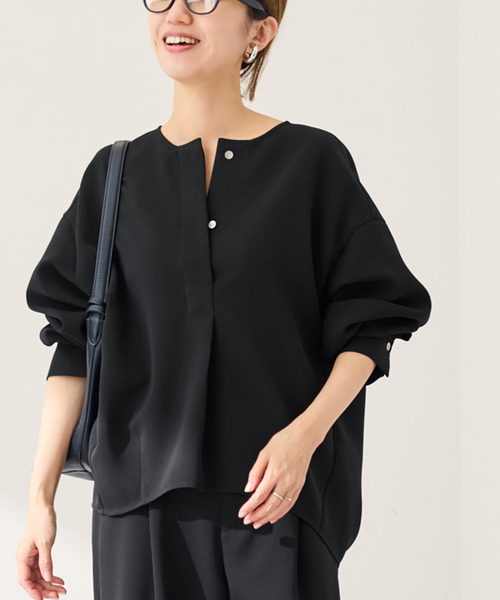 FRAMeWORK(フレームワーク)の「ライトダブルクロスコクーンブラウス(シャツ/ブラウス・レディース・ブラック/アイボリー/ベージュ・FREE)」の4枚目の写真