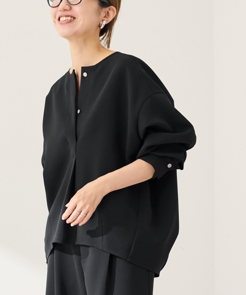 FRAMeWORK(フレームワーク)の「ライトダブルクロスコクーンブラウス(シャツ/ブラウス・レディース・ブラック/アイボリー/ベージュ・FREE)」の5枚目の写真