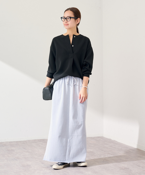 FRAMeWORK(フレームワーク)の「ライトダブルクロスコクーンブラウス(シャツ/ブラウス・レディース・ブラック/アイボリー/ベージュ・FREE)」の7枚目の写真