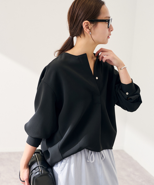 FRAMeWORK(フレームワーク)の「ライトダブルクロスコクーンブラウス(シャツ/ブラウス・レディース・ブラック/アイボリー/ベージュ・FREE)」の13枚目の写真