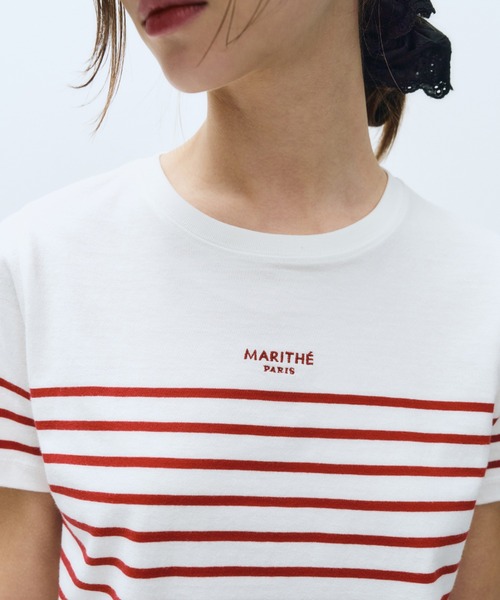 MARITHE + FRANCOIS GIRBAUD(マリテフランソワジルボー)の「W STRIPE TEE(Tシャツ/カットソー・レディース・ホワイト×レッド/ホワイト・MEDIUM/SMALL)」の3枚目の写真