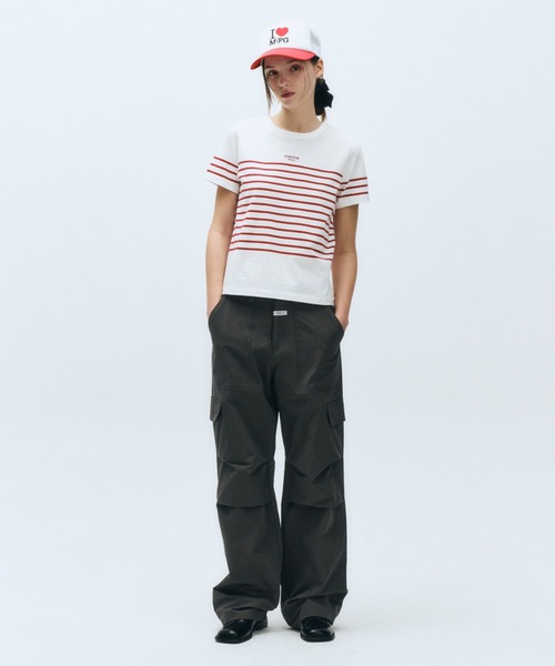 MARITHE + FRANCOIS GIRBAUD(マリテフランソワジルボー)の「W STRIPE TEE(Tシャツ/カットソー・レディース・ホワイト×レッド/ホワイト・MEDIUM/SMALL)」の4枚目の写真