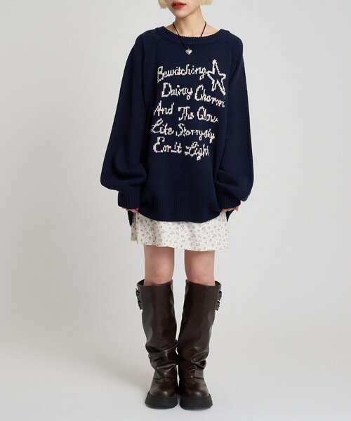 w closet（ダブルクローゼット）の「メッセージニット（ニット/セーター・レディース・アイボリー/ピンク/ネイビー/イエロー・FREE）」の9枚目の写真