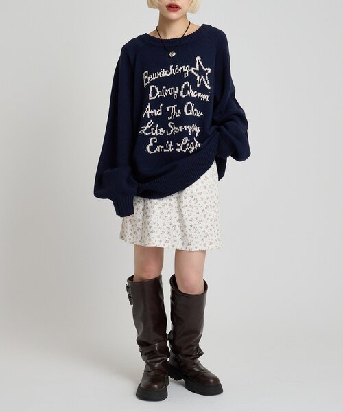 w closet（ダブルクローゼット）の「メッセージニット（ニット/セーター・レディース・アイボリー/ピンク/ネイビー/イエロー・FREE）」の10枚目の写真