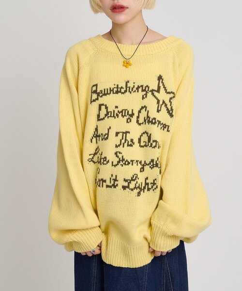 w closet（ダブルクローゼット）の「メッセージニット（ニット/セーター・レディース・アイボリー/ピンク/ネイビー/イエロー・FREE）」の14枚目の写真