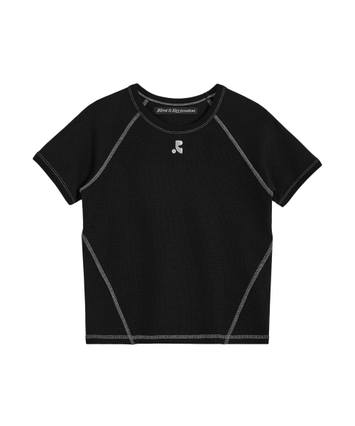 Rest&Recreation(レストアンドレクリエーション)の「WAFFLE RAGLAN T-SHIRT - BLACK(Tシャツ/カットソー・レディース・その他・LARGE/SMALL)」の1枚目の写真