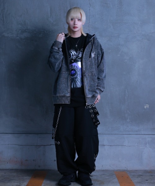 Amilige（アミリージュ）の「クロスプリントZIPパーカー（パーカー・レディース・ブラック/グレー・FREE）」の13枚目の写真