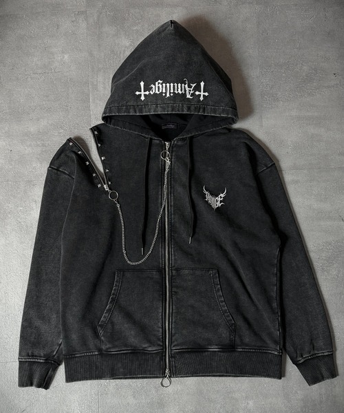 Amilige（アミリージュ）の「クロスプリントZIPパーカー（パーカー・レディース・ブラック/グレー・FREE）」の15枚目の写真