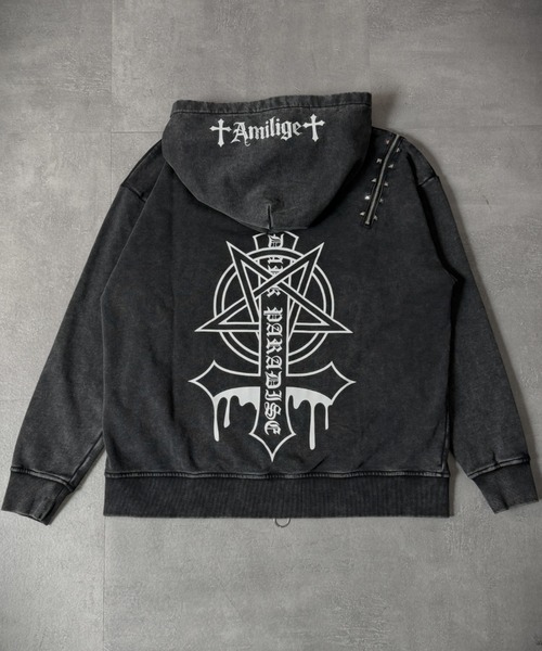 Amilige（アミリージュ）の「クロスプリントZIPパーカー（パーカー・レディース・ブラック/グレー・FREE）」の16枚目の写真