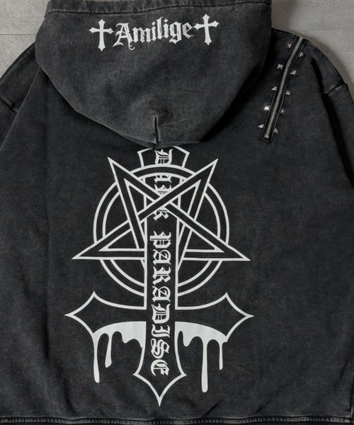 Amilige（アミリージュ）の「クロスプリントZIPパーカー（パーカー・レディース・ブラック/グレー・FREE）」の17枚目の写真