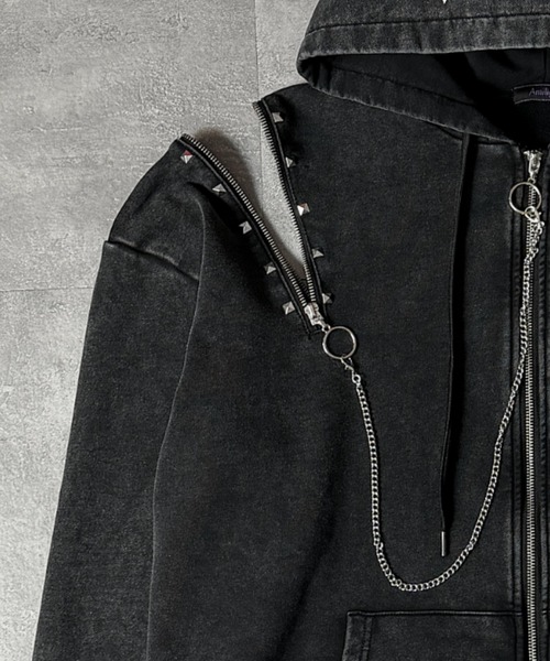 Amilige（アミリージュ）の「クロスプリントZIPパーカー（パーカー・レディース・ブラック/グレー・FREE）」の18枚目の写真