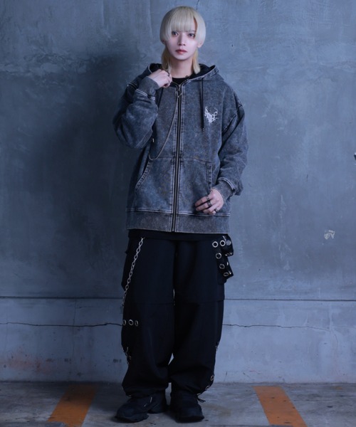 Amilige（アミリージュ）の「クロスプリントZIPパーカー（パーカー・レディース・ブラック/グレー・FREE）」の12枚目の写真