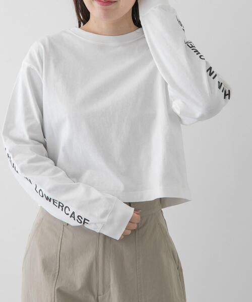 FORK&SPOON(フォークアンドスプーン)の「FORK&SPOON スリーブロゴクロップドTシャツ(Tシャツ/カットソー・レディース・オフホワイト/イエロー系その他・1)」の7枚目の写真