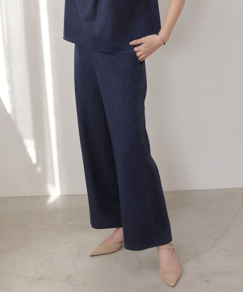 J.PRESS(ジェイプレス)の「【セット着用可】リネンバイオシャンブレー ワイド パンツ(その他パンツ・レディース・ネイビー系/ブラウン系/ベージュ系・T15/T13/T17)」の3枚目の写真