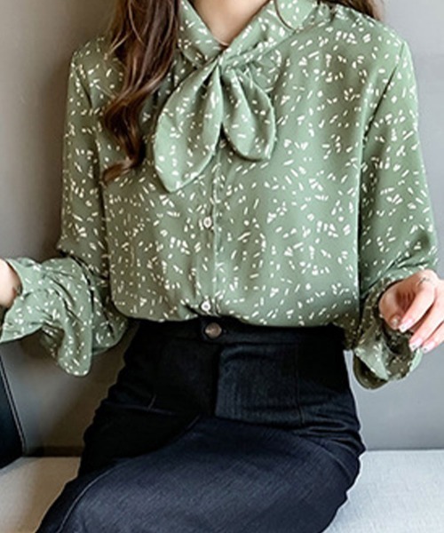 SallyLunn(サリーラン)の「蝶結びプリントシャツ(シャツ/ブラウス・レディース・グリーン/ブラック・LARGE/MEDIUM)」の20枚目の写真