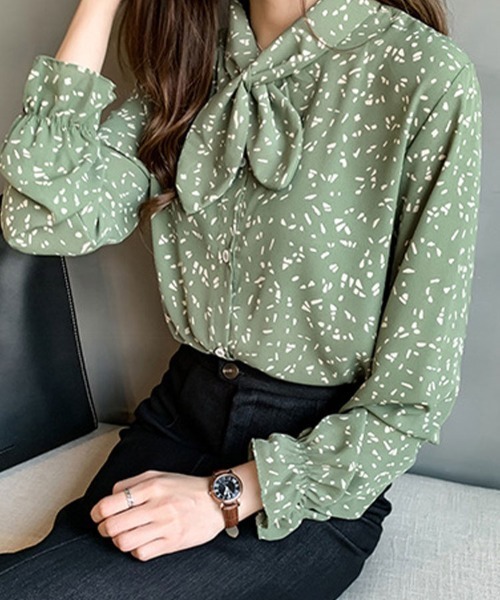 SallyLunn(サリーラン)の「蝶結びプリントシャツ(シャツ/ブラウス・レディース・グリーン/ブラック・LARGE/MEDIUM)」の21枚目の写真