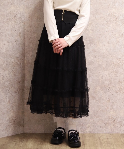 axes femme(アクシーズファム)の「ベルト付チュールスカート(スカート・レディース・ピンク/キナリ/ブラック・FREE)」の16枚目の写真