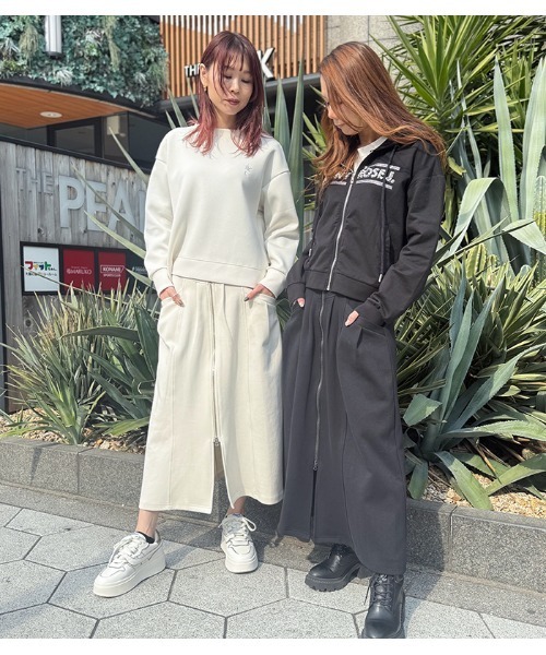 LUGIVA（ルギヴァ）の「【LUGIVA/ルギバ】フロントジップスウェットロングスカート（スカート・レディース・オフホワイト/ブラック・FREE）」の6枚目の写真