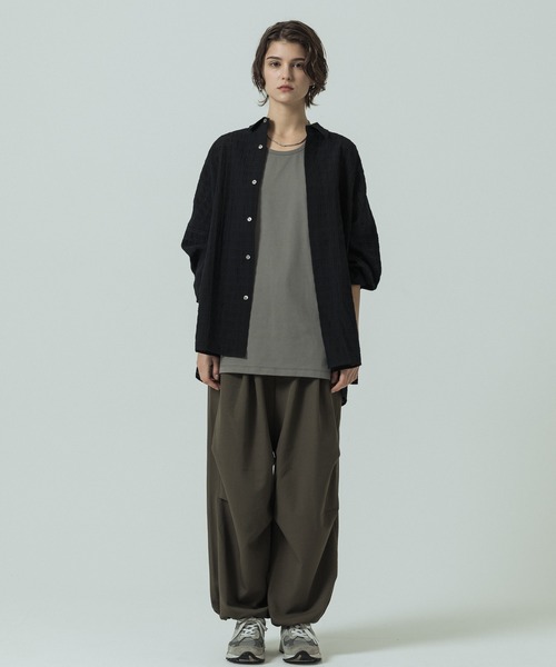 SLICK(スリック)の「【SLICK/スリック】Sheer Check Dolman Sleeve Shirt/シアーチェック ドルマンスリーブ シャツ / オーバーサイズ/レギュラーカラーシャツ(シャツ/ブラウス・メンズ・ブラック/ライトグレー/スミクロ・1/2/3)」の11枚目の写真