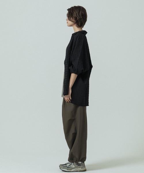 SLICK(スリック)の「【SLICK/スリック】Sheer Check Dolman Sleeve Shirt/シアーチェック ドルマンスリーブ シャツ / オーバーサイズ/レギュラーカラーシャツ(シャツ/ブラウス・メンズ・ブラック/ライトグレー/スミクロ・1/2/3)」の13枚目の写真