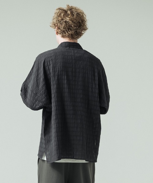 SLICK(スリック)の「【SLICK/スリック】Sheer Check Dolman Sleeve Shirt/シアーチェック ドルマンスリーブ シャツ / オーバーサイズ/レギュラーカラーシャツ(シャツ/ブラウス・メンズ・ブラック/ライトグレー/スミクロ・1/2/3)」の16枚目の写真