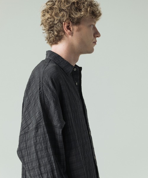 SLICK(スリック)の「【SLICK/スリック】Sheer Check Dolman Sleeve Shirt/シアーチェック ドルマンスリーブ シャツ / オーバーサイズ/レギュラーカラーシャツ(シャツ/ブラウス・メンズ・ブラック/ライトグレー/スミクロ・1/2/3)」の17枚目の写真