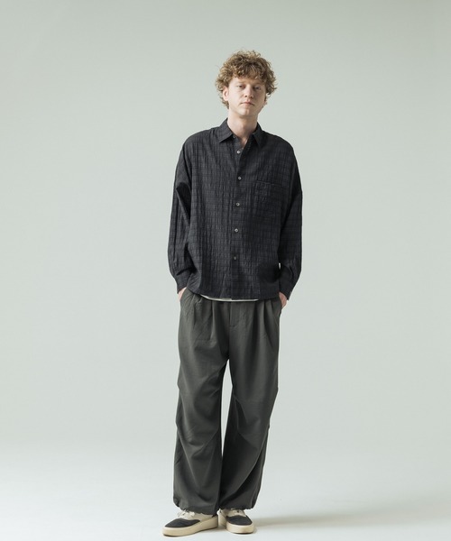 SLICK(スリック)の「【SLICK/スリック】Sheer Check Dolman Sleeve Shirt/シアーチェック ドルマンスリーブ シャツ / オーバーサイズ/レギュラーカラーシャツ(シャツ/ブラウス・メンズ・ブラック/ライトグレー/スミクロ・1/2/3)」の19枚目の写真