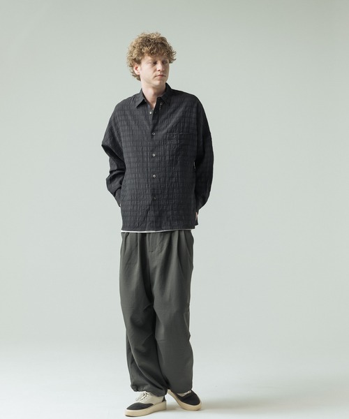 SLICK(スリック)の「【SLICK/スリック】Sheer Check Dolman Sleeve Shirt/シアーチェック ドルマンスリーブ シャツ / オーバーサイズ/レギュラーカラーシャツ(シャツ/ブラウス・メンズ・ブラック/ライトグレー/スミクロ・1/2/3)」の20枚目の写真
